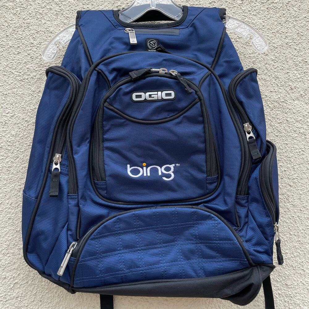 OGIO Blue Black Metro Backpack Bing Logo Embroidery